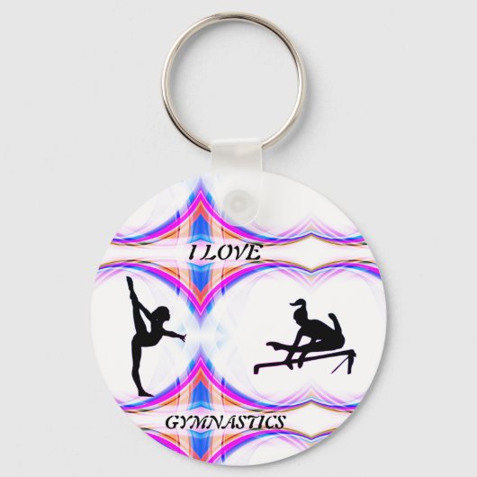 Meisjes "I Love Gymnastics" Button Sleutelhanger (Voorkant)