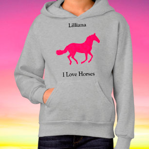 Meisjes "I Love Horses" Roze Horse Hoodie