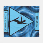 Meisjes "Ik hou van dansen" Blauwe Zwemelen Fleece Deken (Voorkant (Horizontaal))