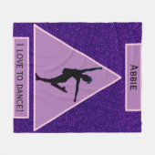 Meisjes "Ik hou van dansen" Paarse sparkle Fleece Deken (Voorkant (Horizontaal))