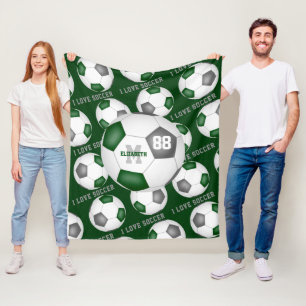 Meisjes Ik hou van voetbal sport mantra groen grij Fleece Deken