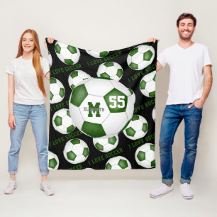 meisjes Ik hou van zwarte tekst voor voetballen Fleece Deken