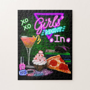 Meisjes in de nacht in de puzzel van een meisje