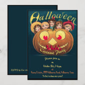  meisjes in de uitnodiging van Pumpkin Halloween (Voorkant / Achterkant)