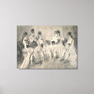 Meisjes in een Bordello Canvas Afdruk