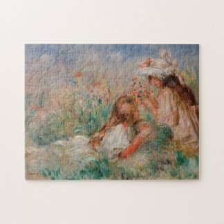 Meisjes in het Gras die een Boeket Schikken Legpuzzel