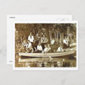 Meisjes in kamp bij Row Boat Briefkaart (Voorkant / Achterkant)