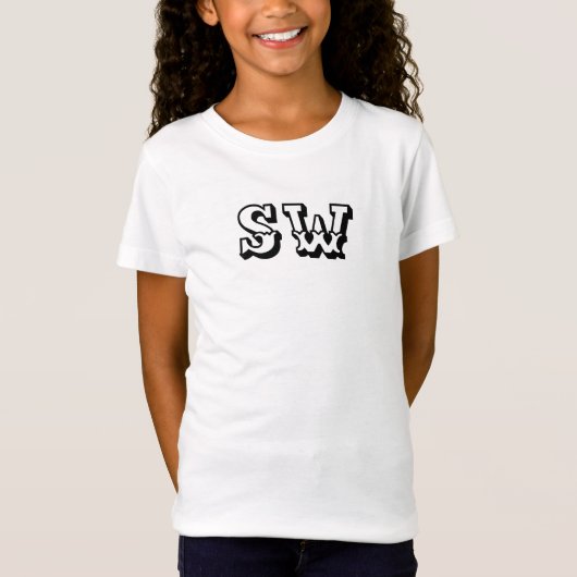 Meisjes initialen om in te kleuren met wasmarkers t-shirt (Voorkant)