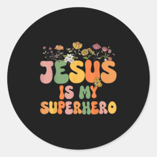 Meisjes Jezus Is Mijn Superheld Christelijke Zus G Ronde Sticker