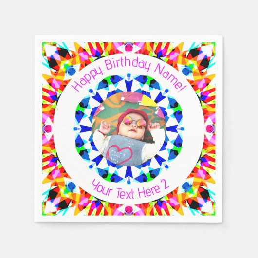 Meisjes Jongens Gelukkige Verjaardagsster Custom A Servet (Voorkant)
