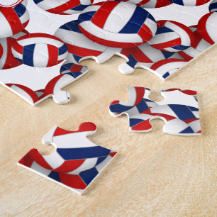 Meisjes Jongens Naam Rood Blauw Volleybal Team Kle Legpuzzel