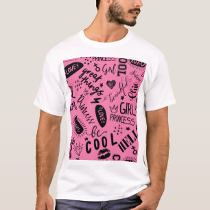 Meisjes kalligrafisch: naadloze Mode T-shirt