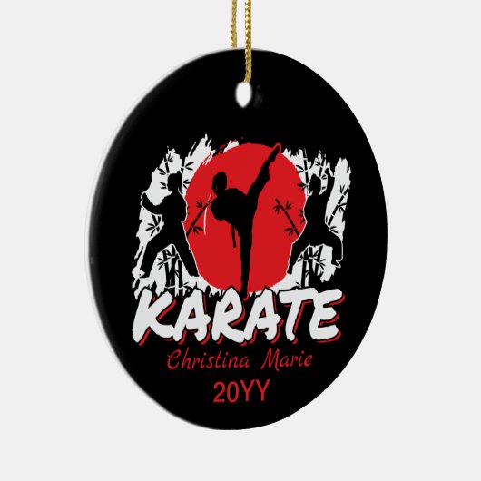 Meisjes Karate - Patriottisch Japan Japans Thema C Keramisch Ornament (Rechts)