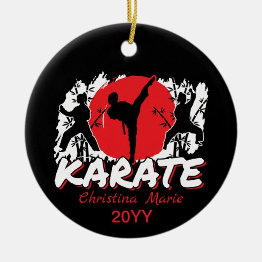 Meisjes Karate - Patriottisch Japan Japans Thema C Keramisch Ornament (Voorkant)