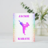 Meisjes Karate Rainbow Speckles Briefkaart (Staand voorkant)