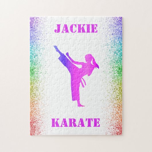 Meisjes Karate Rainbow Speckles Legpuzzel (Verticaal)