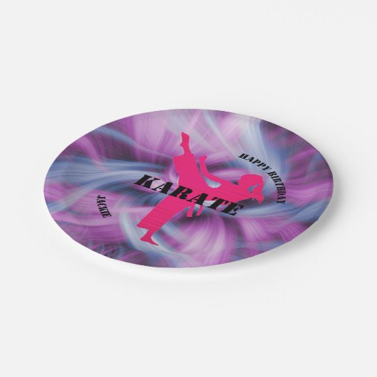 Meisjes Karate Verjaardagsfeest Papier Borden Papieren Bordje (Gekanteld)