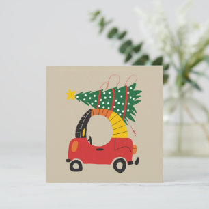 Meisjes Kerstboom Kinderen Lelijke Kersttruck Feestdagenkaart