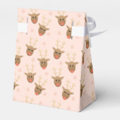 Meisjes kerstrendierpatroonroze goud bedankdoosjes (Achterkant)