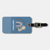 Meisjes Kind van de Cute Sloth Rainbow Blue Bagagelabel (Voorkant horizontaal)