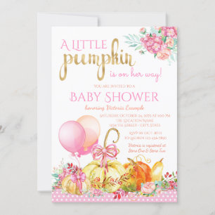 Meisjes Kleine Pompoen Herfst Baby Shower Uitnodig Kaart