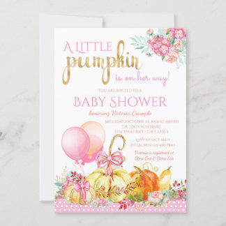 Meisjes Kleine Pompoen Herfst Baby Shower Uitnodig Kaart