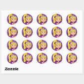 Meisjes kleine prinses grafisch paarse roze sticke ronde sticker (Vel)
