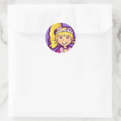 Meisjes kleine prinses grafisch paarse roze sticke ronde sticker (Tas)
