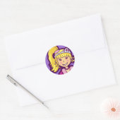 Meisjes kleine prinses grafisch paarse roze sticke ronde sticker (Envelop)