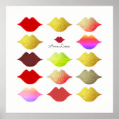 meisjes kleurrijke lippen / kleurstofmonden op wit poster (Voorkant)