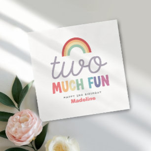 Meisjes Kleurrijke Twee Teveel Plezier Regenboog 2 Servet