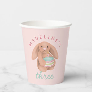 Meisjes Konijn en Cake Meisjes Lieve Verjaardag  Papieren Bekers
