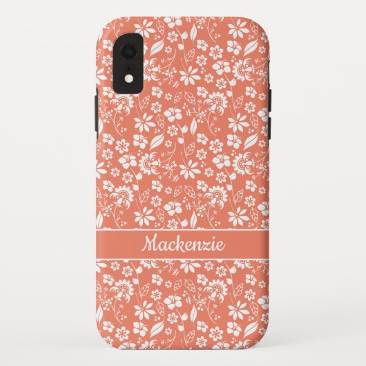 Meisjes Koraal Peach Tropisch Floral Pattern Case-Mate iPhone Case (Achterkant)