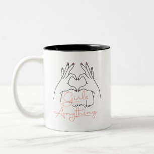 Meisjes kunnen alles doen tweekleurige koffiemok