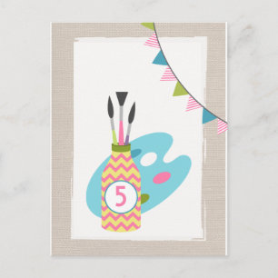 Meisjes Kunst Schilderij Partij Verjaardag Briefka Uitnodiging Briefkaart