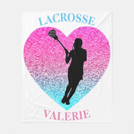 Meisjes Lacrosse Fleece Blanket met haar naam (Voorkant)