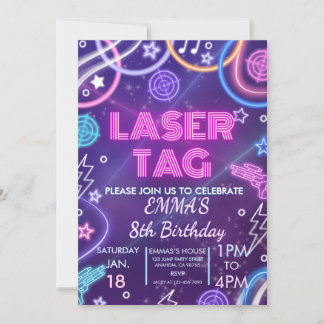 Meisjes Laser Tag Verjaardagsfeest Neon Glow Laser Kaart