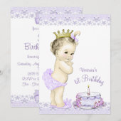 Meisjes Lavendel eerste verjaardag uitnodigingen (Voorkant / Achterkant)