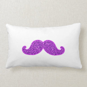 Meisjes leuke retro snor paarse glitter kussen