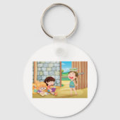 Meisjes lezen in een Sleutelhanger (Achterkant)