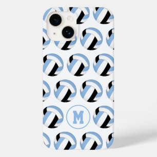 Meisjes lichtblauw zwart volleyballen patroon Case-Mate iPhone 14 hoesje