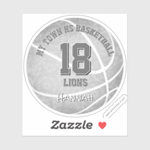 Meisjes Lichtgrijs basketbal met teamnaam Sticker