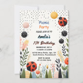 Meisjes Liefde Bug Picknick Polka Dot 1e Verjaarda Kaart (Voorkant)