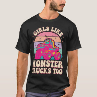 Meisjes Liefhebben Ook Monstertrucks Eenhoorn Retr T-shirt