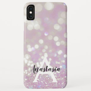 Meisjes Lila Shimmer Glitter Sparkles Monogram iPhone XS Max Hoesje