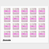 Meisjes Lila Shimmer Glitter Sparkles Monogram Vierkante Sticker (Vel)