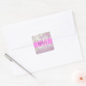 Meisjes Lila Shimmer Glitter Sparkles Monogram Vierkante Sticker (Envelop)