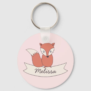 Meisjes Little Fox gepersonaliseerd Sleutelhanger