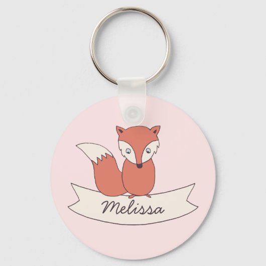 Meisjes Little Fox gepersonaliseerd Sleutelhanger (Voorkant)