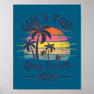 Meisjes Long Beach Ca Reis Vintage Poster